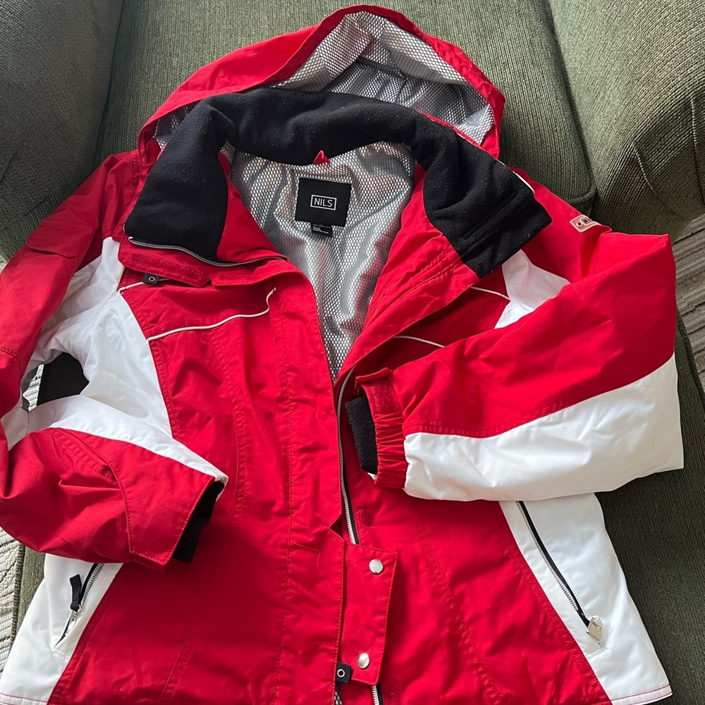 NILS Women's Red and White Ski Jacket